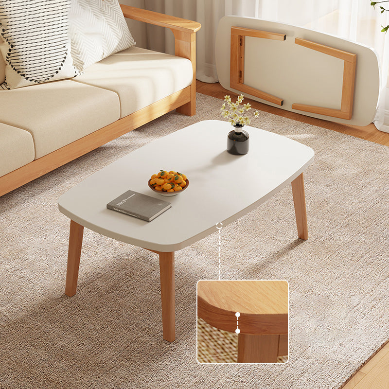Modernistic Wooden Coffee Table Elliptical 4 Legs Cocktail Table