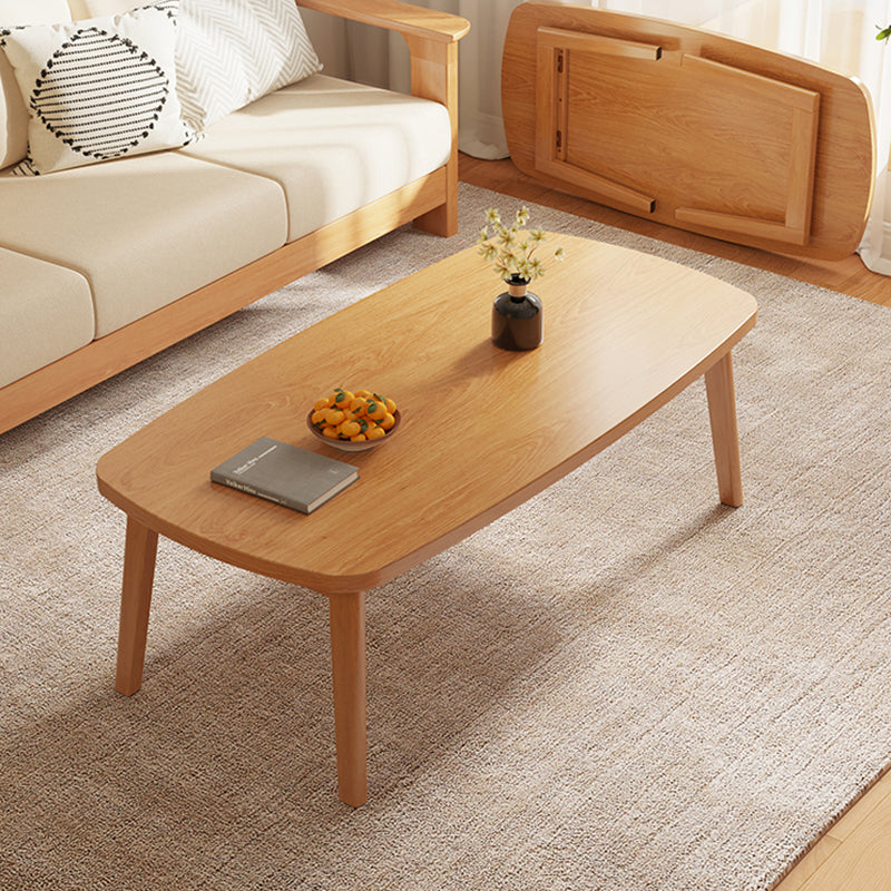 Modernistic Wooden Coffee Table Elliptical 4 Legs Cocktail Table