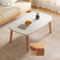 Modernistic Wooden Coffee Table Elliptical 4 Legs Cocktail Table