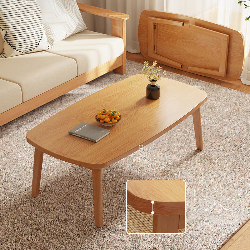 Modernistic Wooden Coffee Table Elliptical 4 Legs Cocktail Table