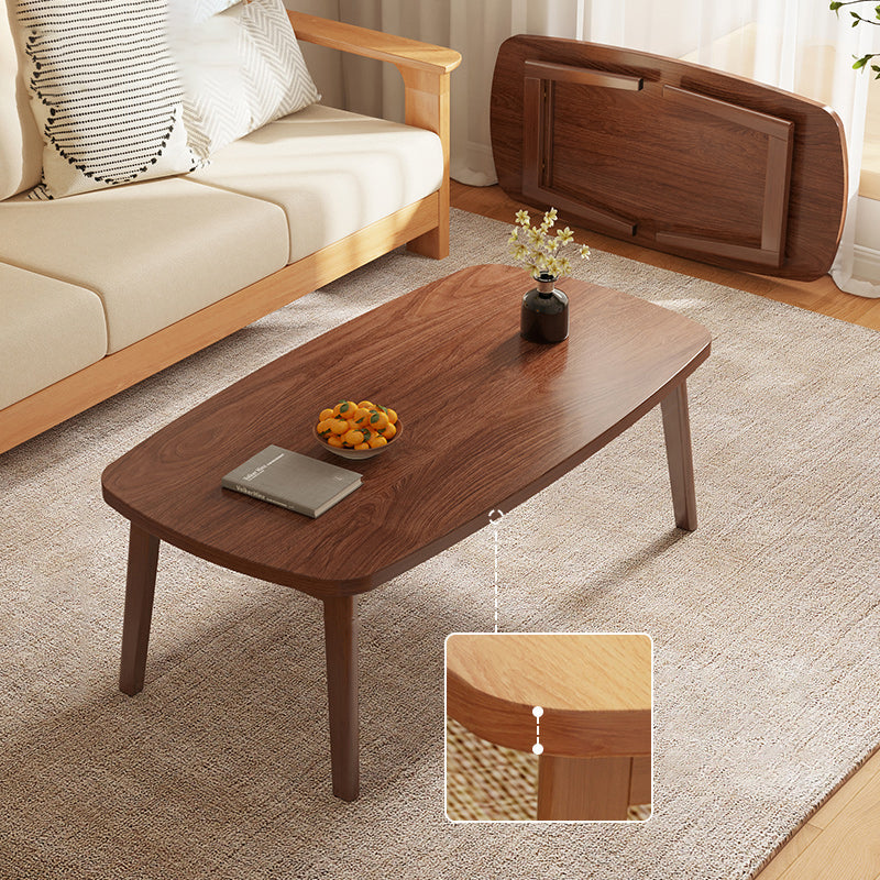 Modernistic Wooden Coffee Table Elliptical 4 Legs Cocktail Table
