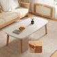 Modernistic Wooden Coffee Table Elliptical 4 Legs Cocktail Table