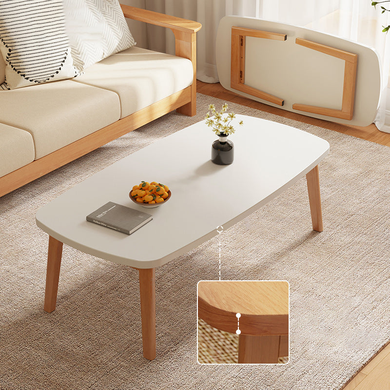 Modernistic Wooden Coffee Table Elliptical 4 Legs Cocktail Table