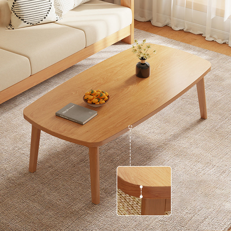 Modernistic Wooden Coffee Table Elliptical 4 Legs Cocktail Table