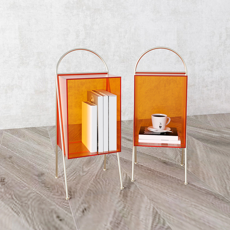 Contemporary Accent Side Table Plastic 4 Legs with Storage Living Room 11"L x 10"W x 26"H + 11"L x 10"W x 26"H 2 Clearhalo 'Coffee & Accent Tables' 'End & Side Tables' 'end_side_tables' 'furn' 'furn_end_side_tables' 'Furniture' 'Living Room Furniture' 7593197