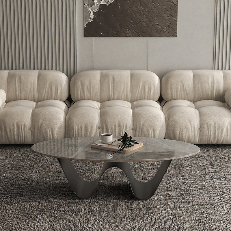 Table basse ovale abstraite en ardoise ou table de bout