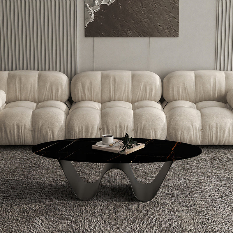 Table basse ovale abstraite en ardoise ou table de bout