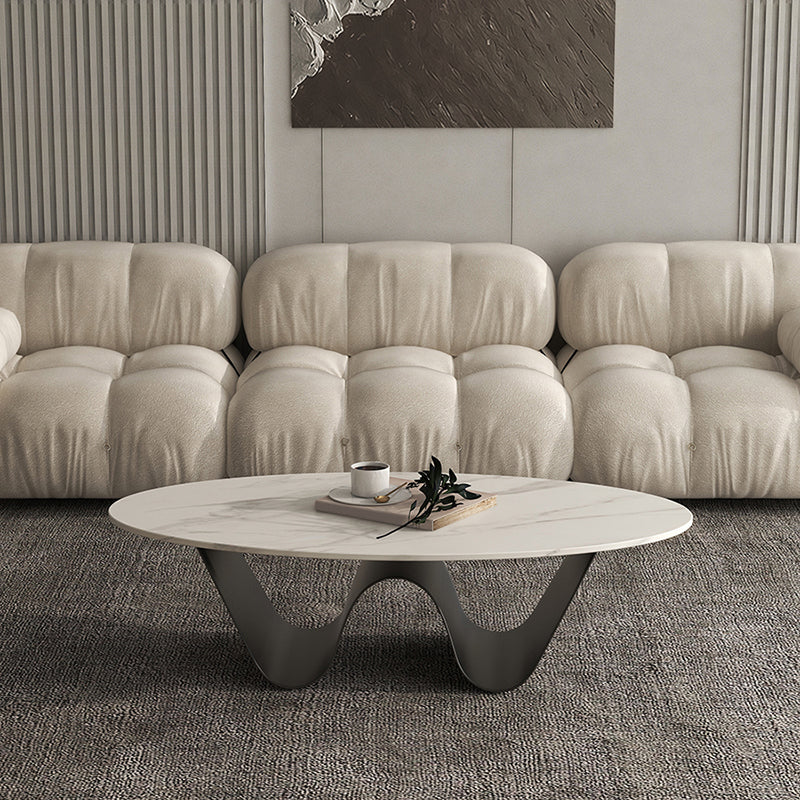 Table basse ovale abstraite en ardoise ou table de bout