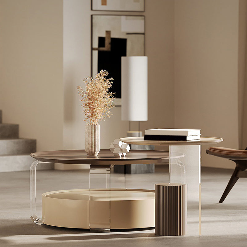 Contemporary Cocktail Table Round Storage Coffee Cocktail Table Clearhalo 'Coffee & Accent Tables' 'Coffee Tables' 'coffee_tables' 'furn' 'furn_coffee_tables' 'Furniture' 'Living Room Furniture' 7593278