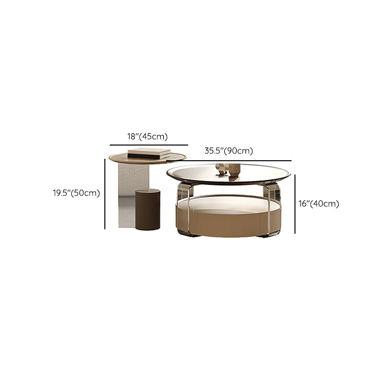 Contemporary Cocktail Table Round Storage Coffee Cocktail Table Clearhalo 'Coffee & Accent Tables' 'Coffee Tables' 'coffee_tables' 'furn' 'furn_coffee_tables' 'Furniture' 'Living Room Furniture' 7593289
