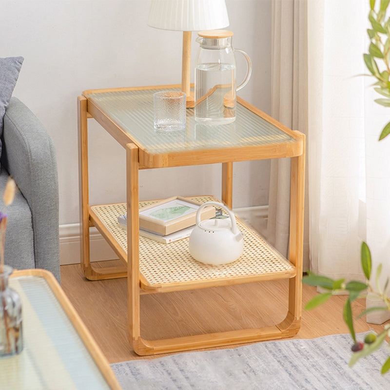 Minimalism Tropical Coffee Table Glass 4 Legs Storage Rectangular Coffee Cocktail Table 28"L x 16"W x 21"H Clearhalo 'Coffee & Accent Tables' 'Coffee Tables' 'coffee_tables' 'furn' 'furn_coffee_tables' 'Furniture' 'Living Room Furniture' 7593291