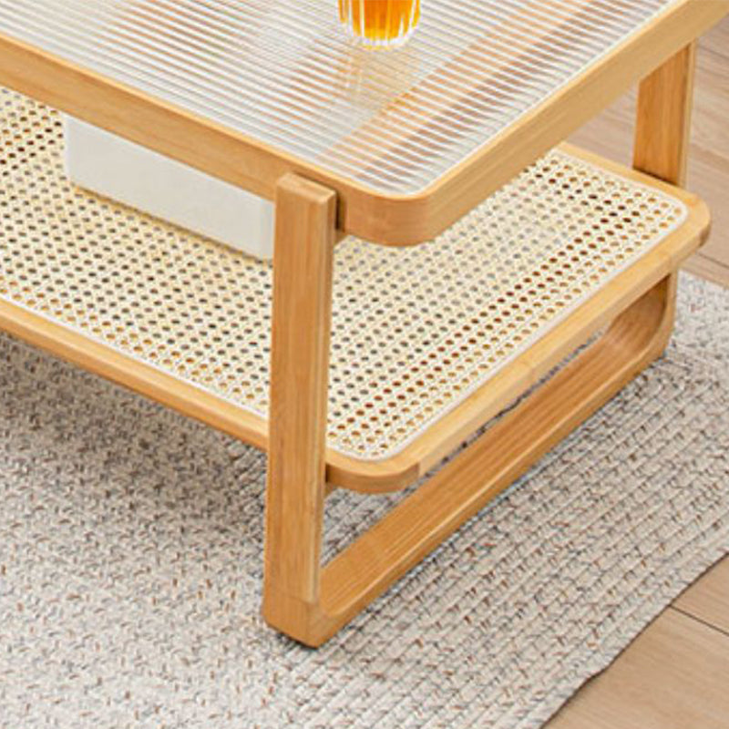 Minimalism Tropical Coffee Table Glass 4 Legs Storage Rectangular Coffee Cocktail Table Clearhalo 'Coffee & Accent Tables' 'Coffee Tables' 'coffee_tables' 'furn' 'furn_coffee_tables' 'Furniture' 'Living Room Furniture' 7593299