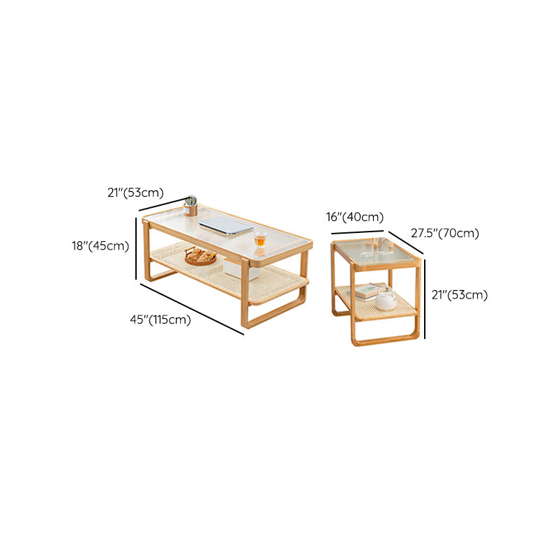 Minimalism Tropical Coffee Table Glass 4 Legs Storage Rectangular Coffee Cocktail Table Clearhalo 'Coffee & Accent Tables' 'Coffee Tables' 'coffee_tables' 'furn' 'furn_coffee_tables' 'Furniture' 'Living Room Furniture' 7593302