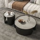 Slate Top Coffee Cocktail Table Tray Top Round Abstract Coffee or End Table