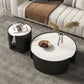 Slate Top Coffee Cocktail Table Tray Top Round Abstract Coffee or End Table