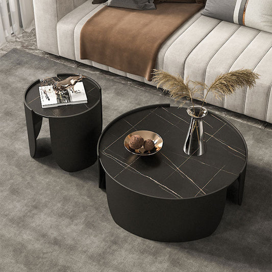 Tavolo da cocktail top top in ardesia top rotondo di caffè astratto o tavolino