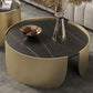 Slate Top Coffee Cocktail Table Tray Top Round Abstract Coffee or End Table