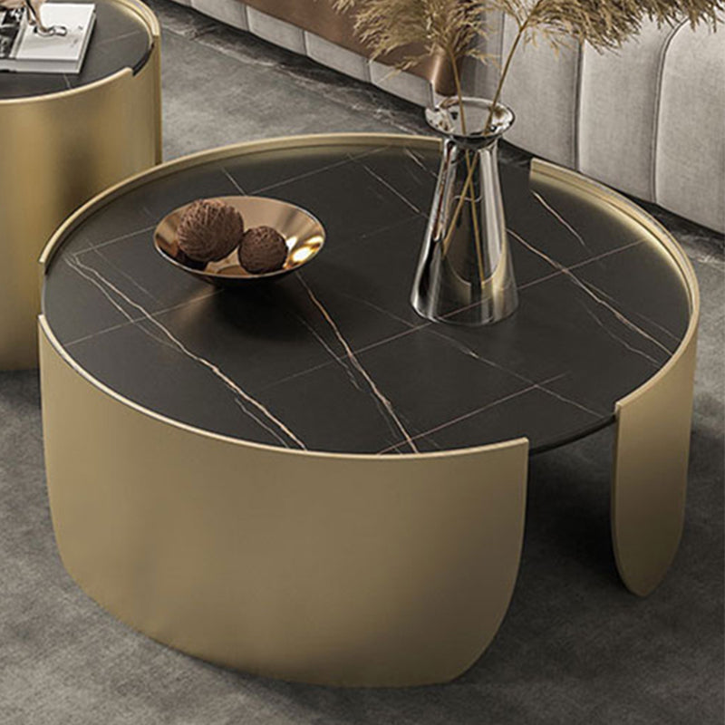 Slate Top Coffee Cocktail Table Tray Top Round Abstract Coffee or End Table
