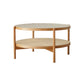 Tropical Cocktail Table Storage Round Glass Coffee Cocktail Table 33.5"L x 33.5"W x 18"H Clearhalo 'Coffee & Accent Tables' 'Coffee Tables' 'coffee_tables' 'furn' 'furn_coffee_tables' 'Furniture' 'Living Room Furniture' 7593353