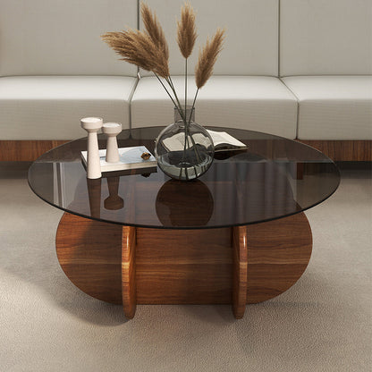 Table basse à plateau en verre Table basse ou table d'appoint ronde moderne