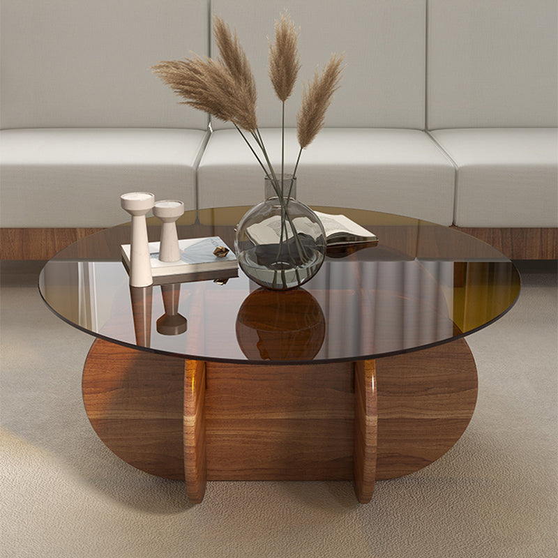 Table basse à plateau en verre Table basse ou table d'appoint ronde moderne