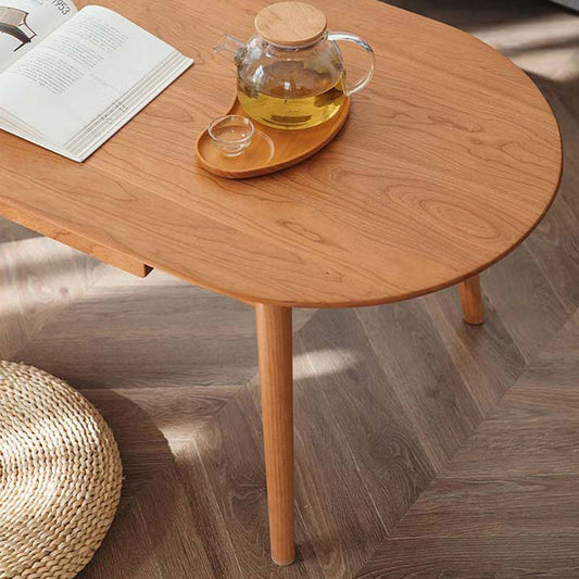 Contemporary Wooden Coffee Table Elliptical 4 Legs Cocktail Table Clearhalo 'Coffee & Accent Tables' 'Coffee Tables' 'coffee_tables' 'furn' 'furn_coffee_tables' 'Furniture' 'Living Room Furniture' 7593412