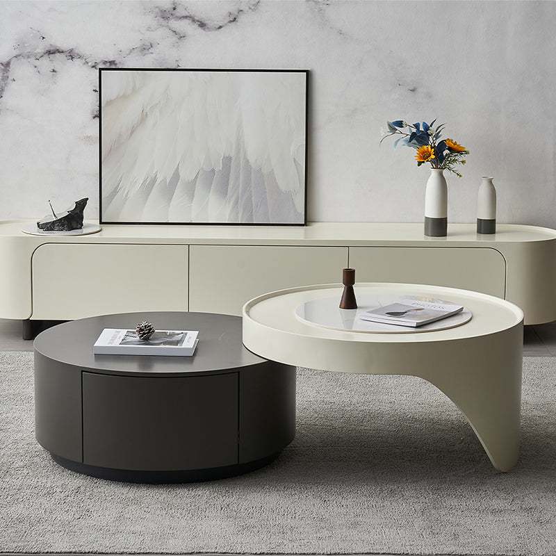 Table basse en bois avec plateau et table basse abstraite ou table de bout avec rangement