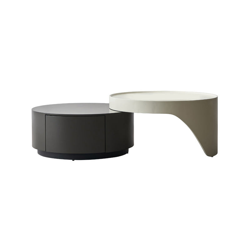 Table basse en bois avec plateau et table basse abstraite ou table de bout avec rangement