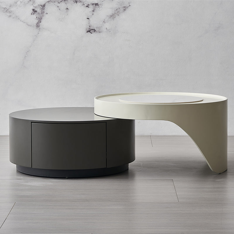 Table basse en bois avec plateau et table basse abstraite ou table de bout avec rangement
