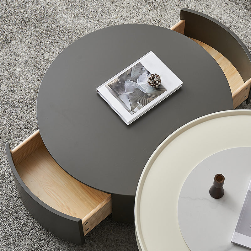Table basse en bois avec plateau et table basse abstraite ou table de bout avec rangement