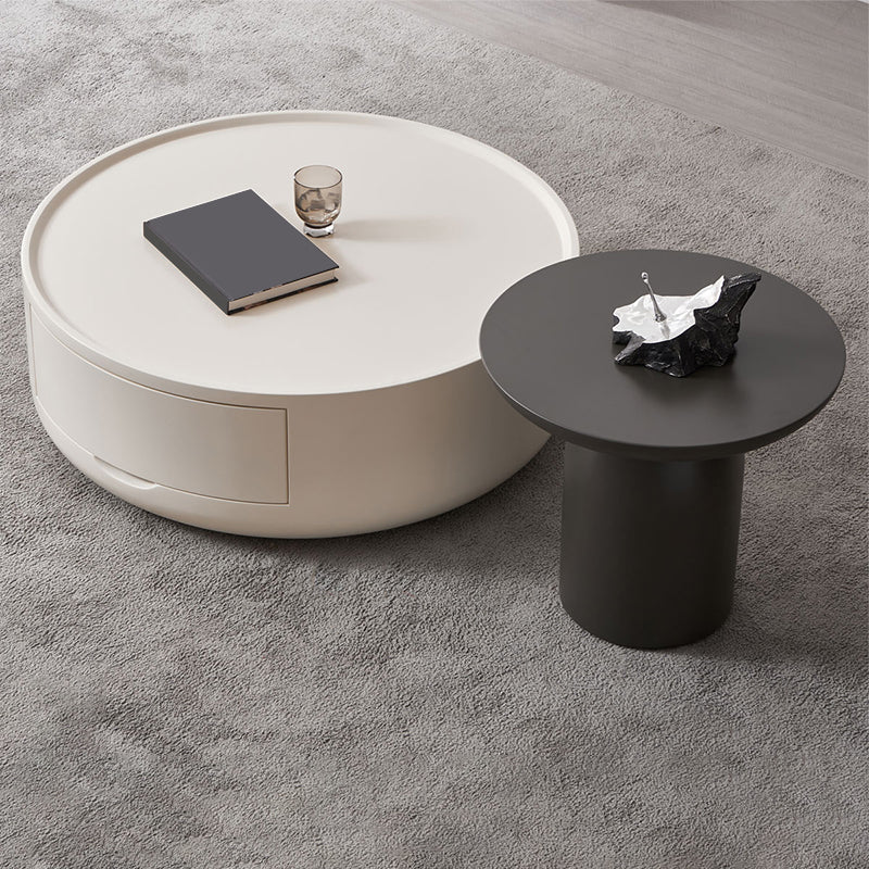 Wood Coffee Cocktail Table Drum Coffee or End Table with Storage Clearhalo 'Coffee & Accent Tables' 'Coffee Tables' 'coffee_tables' 'furn' 'furn_coffee_tables' 'Furniture' 'Living Room Furniture' 7593451