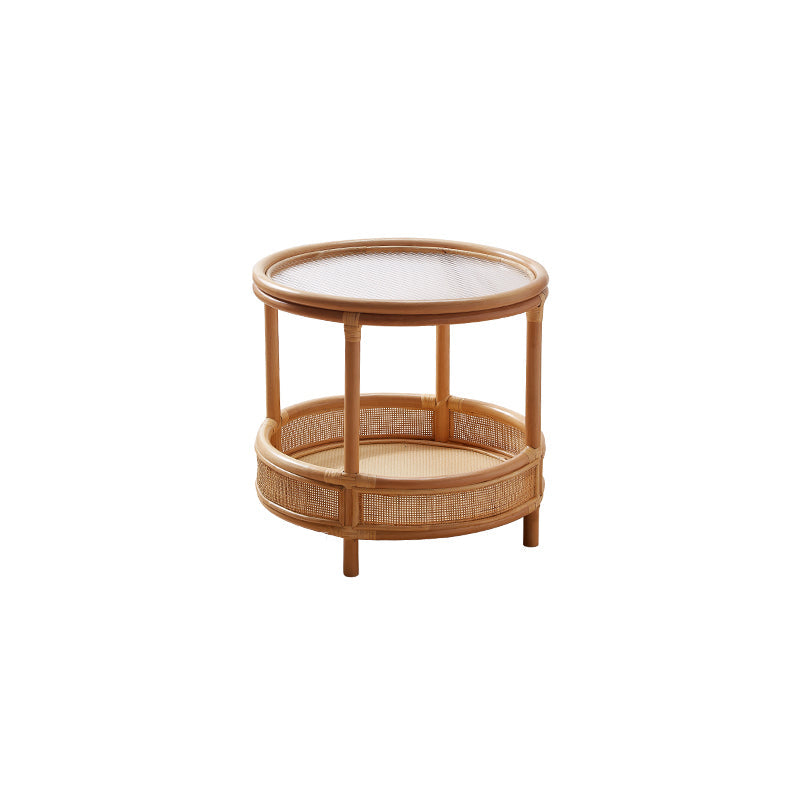 Tropical Cocktail Table Storage Round 4 Legs Coffee Cocktail Table Clear Clearhalo 'Coffee & Accent Tables' 'Coffee Tables' 'coffee_tables' 'furn' 'furn_coffee_tables' 'Furniture' 'Living Room Furniture' 7593460
