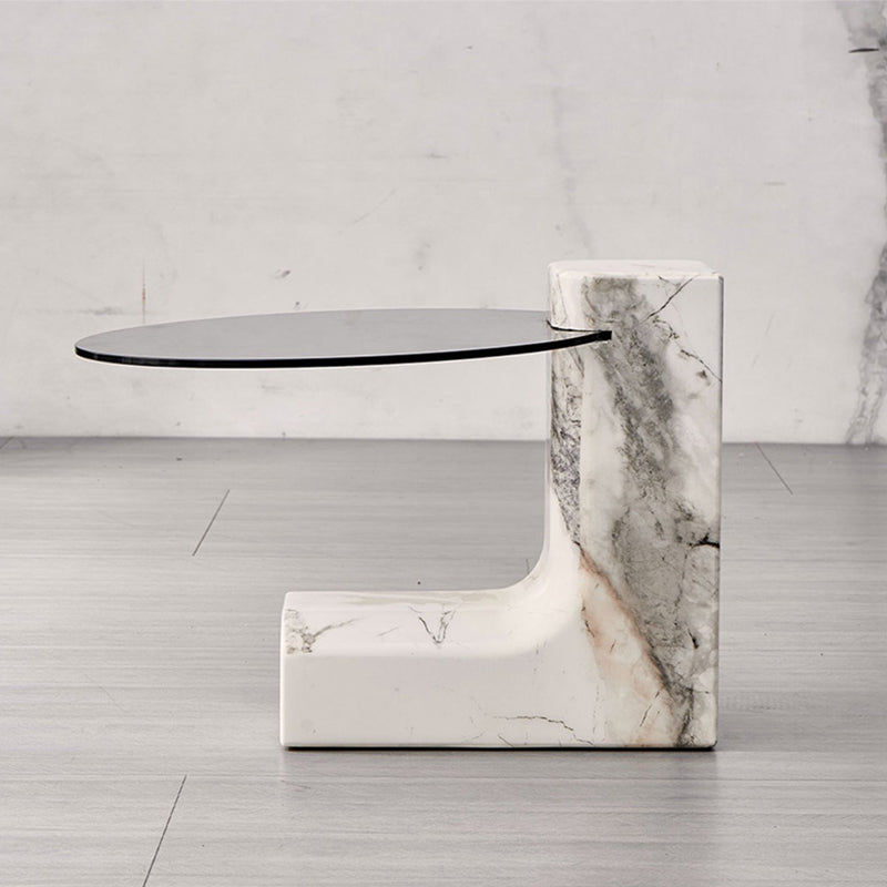 Marble Coffee Cocktail Table Contemporary 3 Legs Coffee or End Table 20"L x 20"W x 18"H Clearhalo 'Coffee & Accent Tables' 'Coffee Tables' 'coffee_tables' 'furn' 'furn_coffee_tables' 'Furniture' 'Living Room Furniture' 7593473