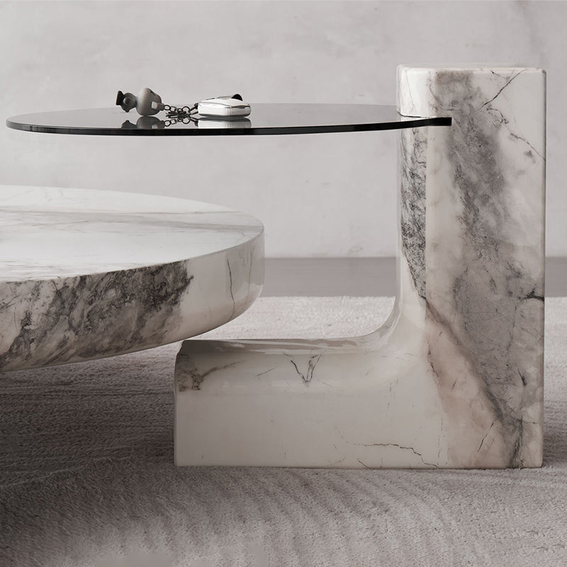 Marble Coffee Cocktail Table Contemporary 3 Legs Coffee or End Table Clearhalo 'Coffee & Accent Tables' 'Coffee Tables' 'coffee_tables' 'furn' 'furn_coffee_tables' 'Furniture' 'Living Room Furniture' 7593477