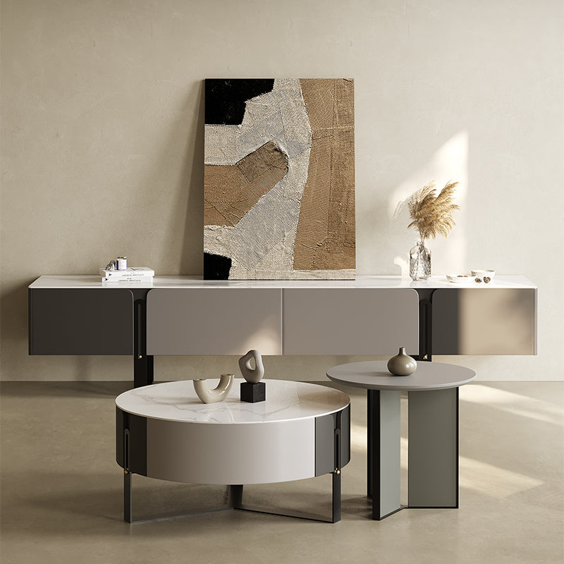 Mesa de cóctel contemporánea Mesa de cóctel de café redonda de piedra