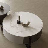 Contemporary Cocktail Table Round Stone Coffee Cocktail Table