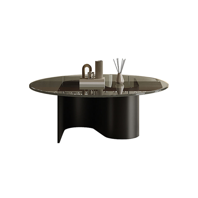 Contemporary Cocktail Table Glass Pedestal Coffee Cocktail Table 39.5"L x 39.5"W x 14"H Clearhalo 'Coffee & Accent Tables' 'Coffee Tables' 'coffee_tables' 'furn' 'furn_coffee_tables' 'Furniture' 'Living Room Furniture' 7593523