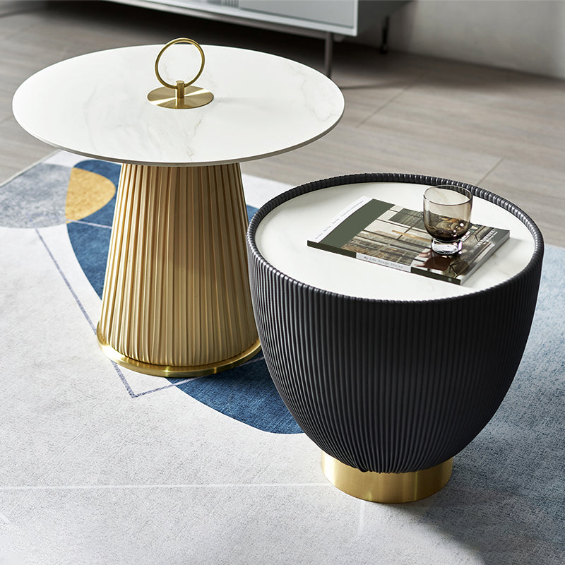 Round Slate Coffee Cocktail Table Abstract Coffee or End Table Clearhalo 'Coffee & Accent Tables' 'Coffee Tables' 'coffee_tables' 'furn' 'furn_coffee_tables' 'Furniture' 'Living Room Furniture' 7593551