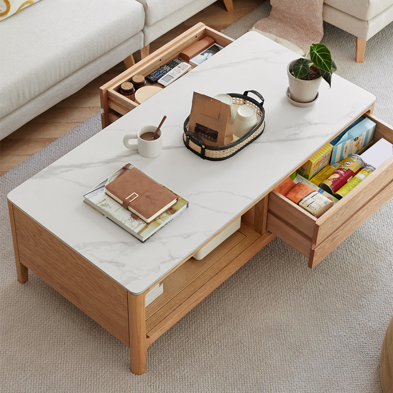 17"H Contemporary Cocktail Table Stone Rectangle Coffee Table Clearhalo 'Coffee & Accent Tables' 'Coffee Tables' 'coffee_tables' 'furn' 'furn_coffee_tables' 'Furniture' 'Living Room Furniture' 7593576