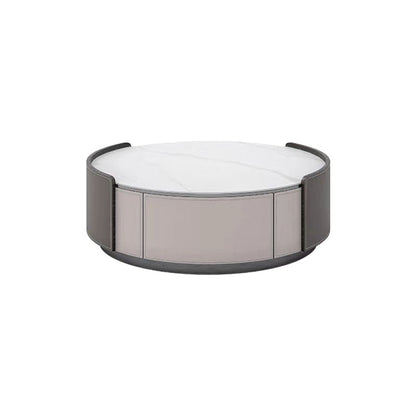 Slate Coffee Cocktail Table Drum Coffee or End Table with 2 Storage Drawers