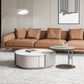 Slate Coffee Cocktail Table Drum Coffee or End Table with 2 Storage Drawers