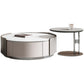 Slate Coffee Cocktail Table Drum Coffee or End Table with 2 Storage Drawers