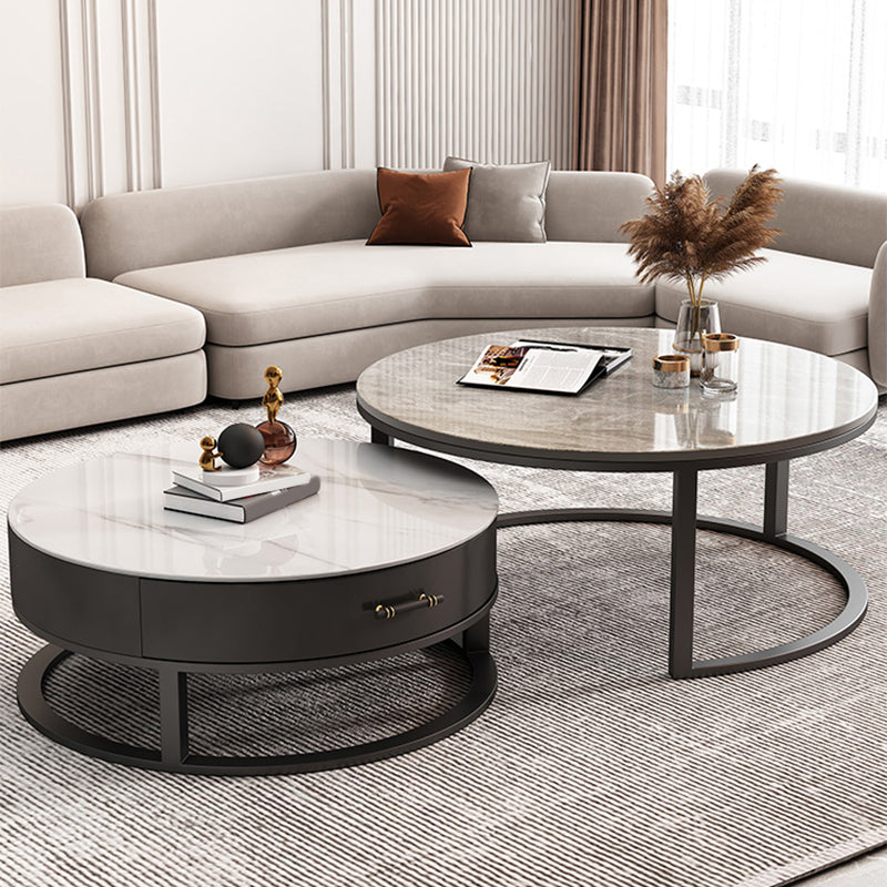 Slate Coffee Cocktail Table Frame Coffee or End Table with Storage Drawers Clearhalo 'Coffee & Accent Tables' 'Coffee Tables' 'coffee_tables' 'furn' 'furn_coffee_tables' 'Furniture' 'Living Room Furniture' 7593613