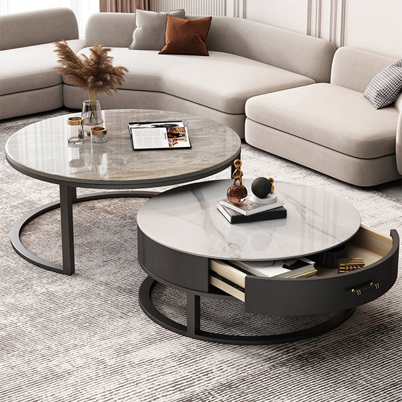 Slate Coffee Cocktail Table Frame Coffee or End Table with Storage Drawers Clearhalo 'Coffee & Accent Tables' 'Coffee Tables' 'coffee_tables' 'furn' 'furn_coffee_tables' 'Furniture' 'Living Room Furniture' 7593616