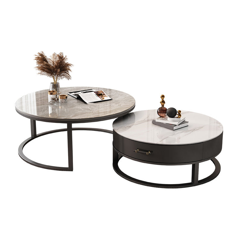 Slate Coffee Cocktail Table Frame Coffee or End Table with Storage Drawers Clearhalo 'Coffee & Accent Tables' 'Coffee Tables' 'coffee_tables' 'furn' 'furn_coffee_tables' 'Furniture' 'Living Room Furniture' 7593617