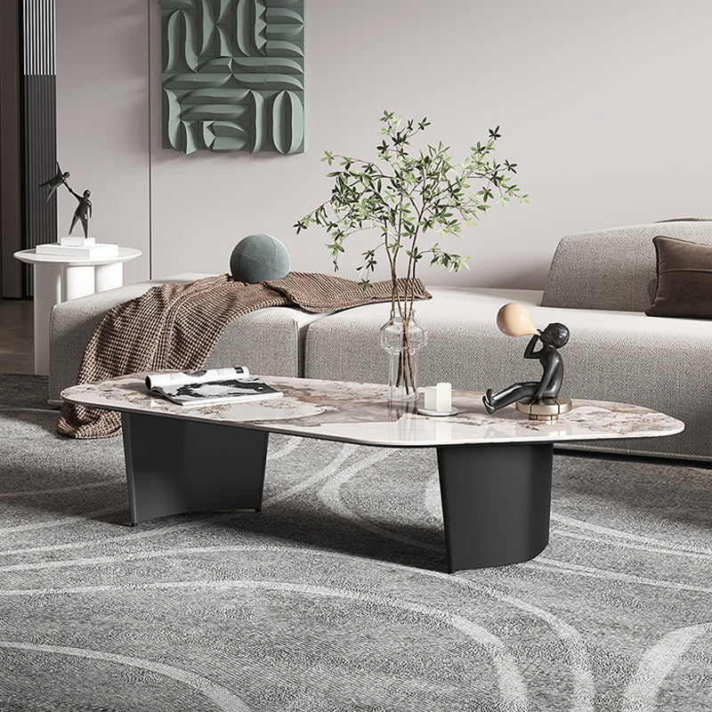 15"H Contemporary Cocktail Table Stone Sled Coffee Cocktail Table Clearhalo 'Coffee & Accent Tables' 'Coffee Tables' 'coffee_tables' 'furn' 'furn_coffee_tables' 'Furniture' 'Living Room Furniture' 7593624