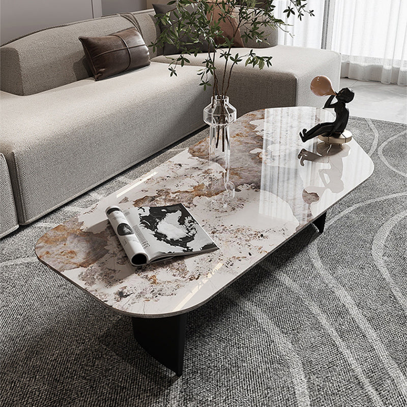15"H Contemporary Cocktail Table Stone Sled Coffee Cocktail Table Clearhalo 'Coffee & Accent Tables' 'Coffee Tables' 'coffee_tables' 'furn' 'furn_coffee_tables' 'Furniture' 'Living Room Furniture' 7593629