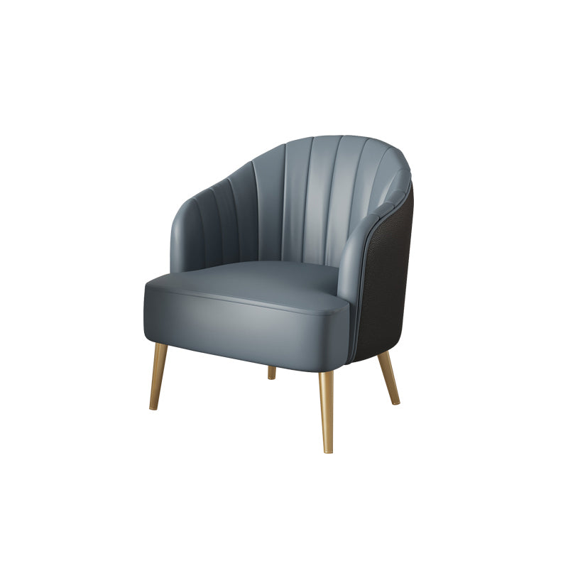 Solid Wood Frame Lounge Accent Chair Leather Chair with Metal Legs