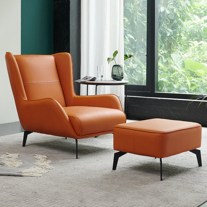 Fixed Back Lounge Chair Leather Side Chair with Black Metal Legs Clearhalo 'Accent Chairs' 'accent_chairs' 'Chairs & Seating' 'furn' 'furn_accent_chairs' 'Furniture' 'Living Room Furniture' 7593824