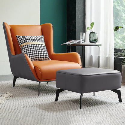 Fixed Back Lounge Chair Leather Side Chair with Black Metal Legs Grey Leather 1 Piece Clearhalo 'Accent Chairs' 'accent_chairs' 'Chairs & Seating' 'furn' 'furn_accent_chairs' 'Furniture' 'Living Room Furniture' 7593829